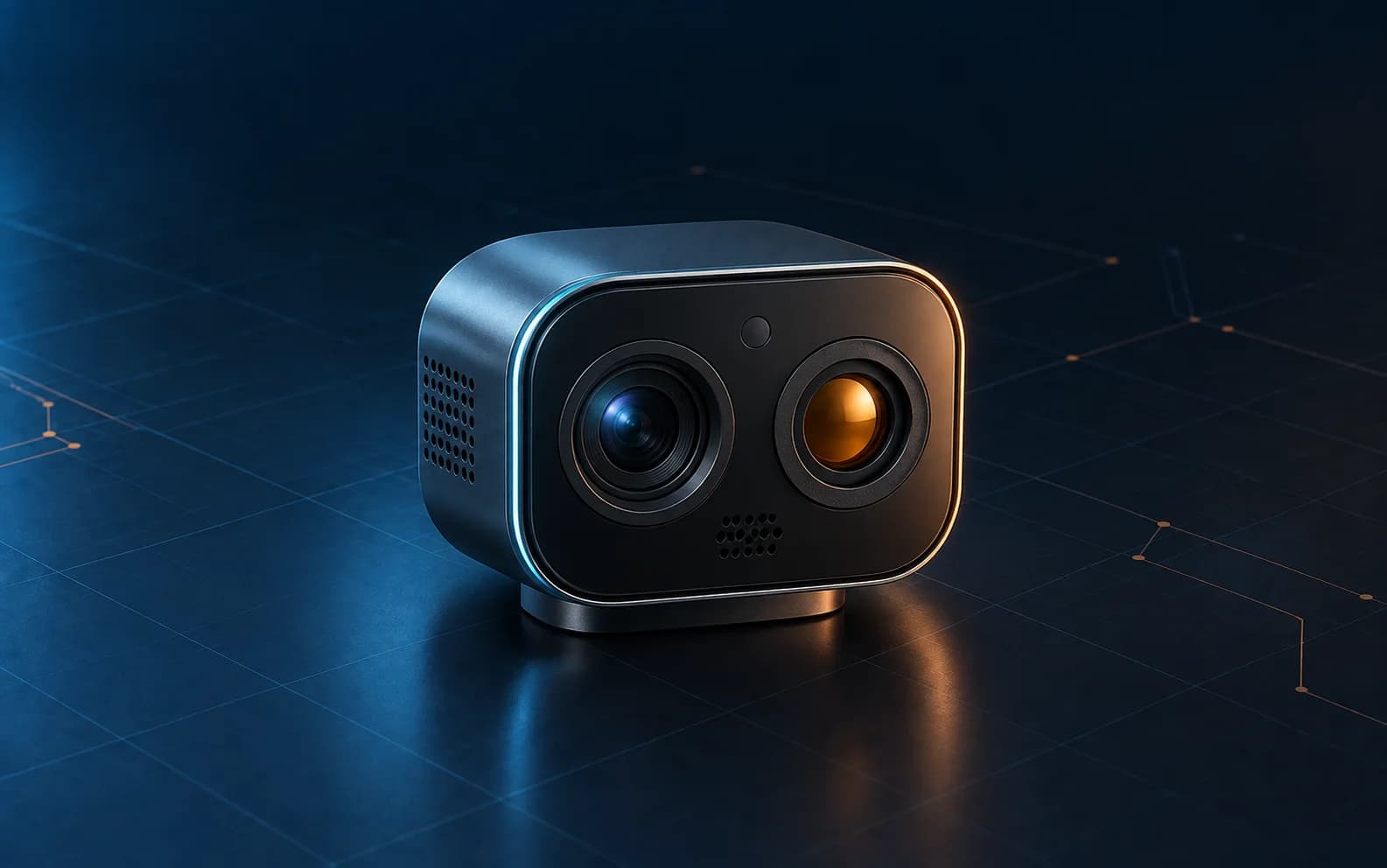 Camera AI hai phổ kết hợp ống kính quang học và cảm biến hồng ngoại nhiệt.